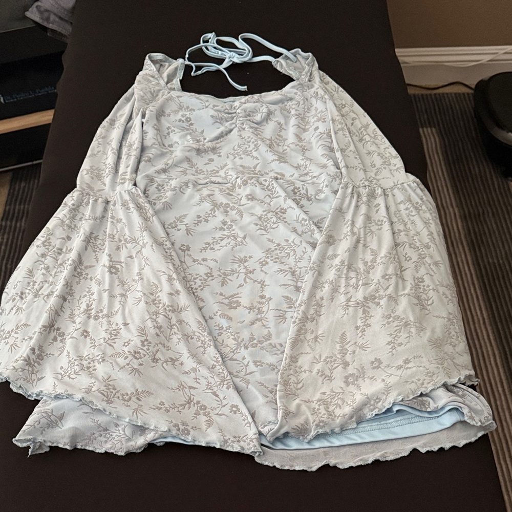 SHEIN Light Blue Floral Halter Sleep Dress